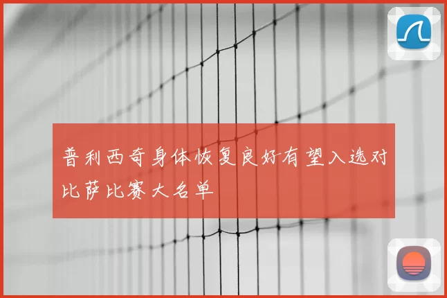 普利西奇身体恢复良好有望入选对比萨比赛大名单